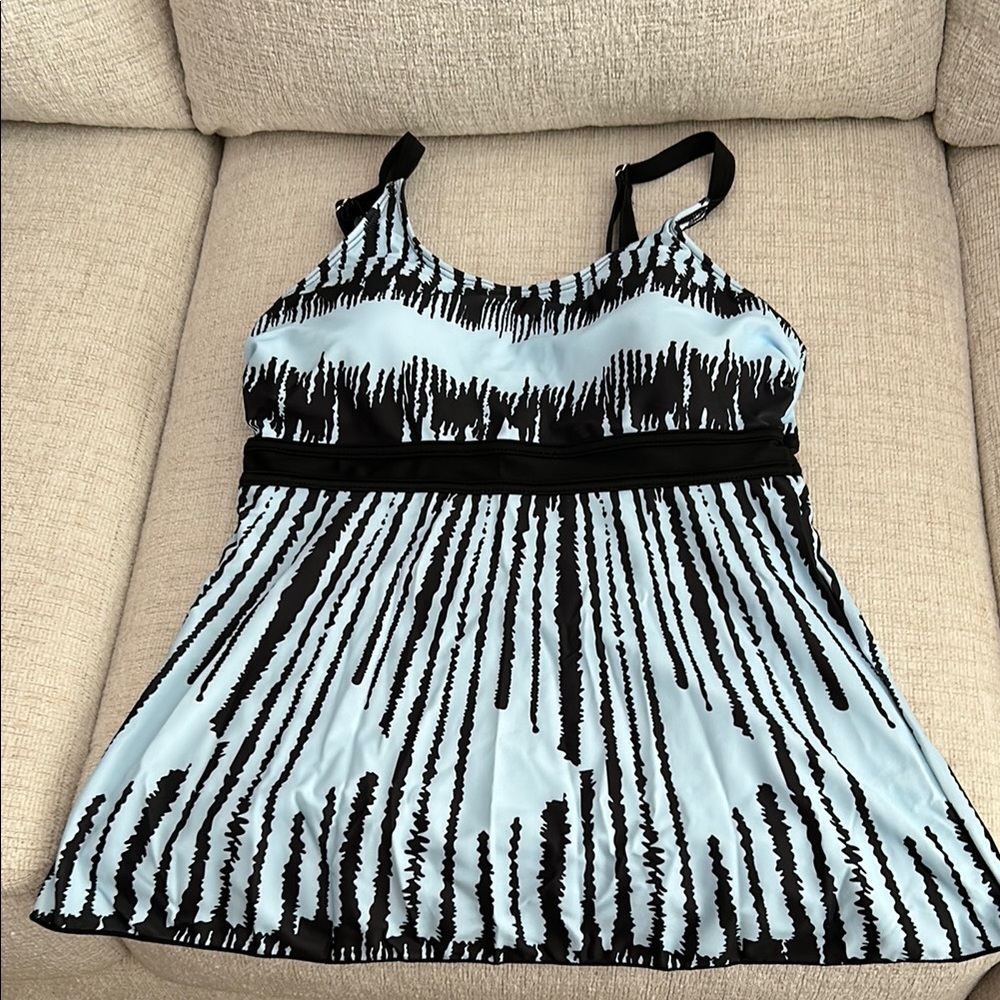 Stylish Black and Blue Women's Tankini Top (ONLY)